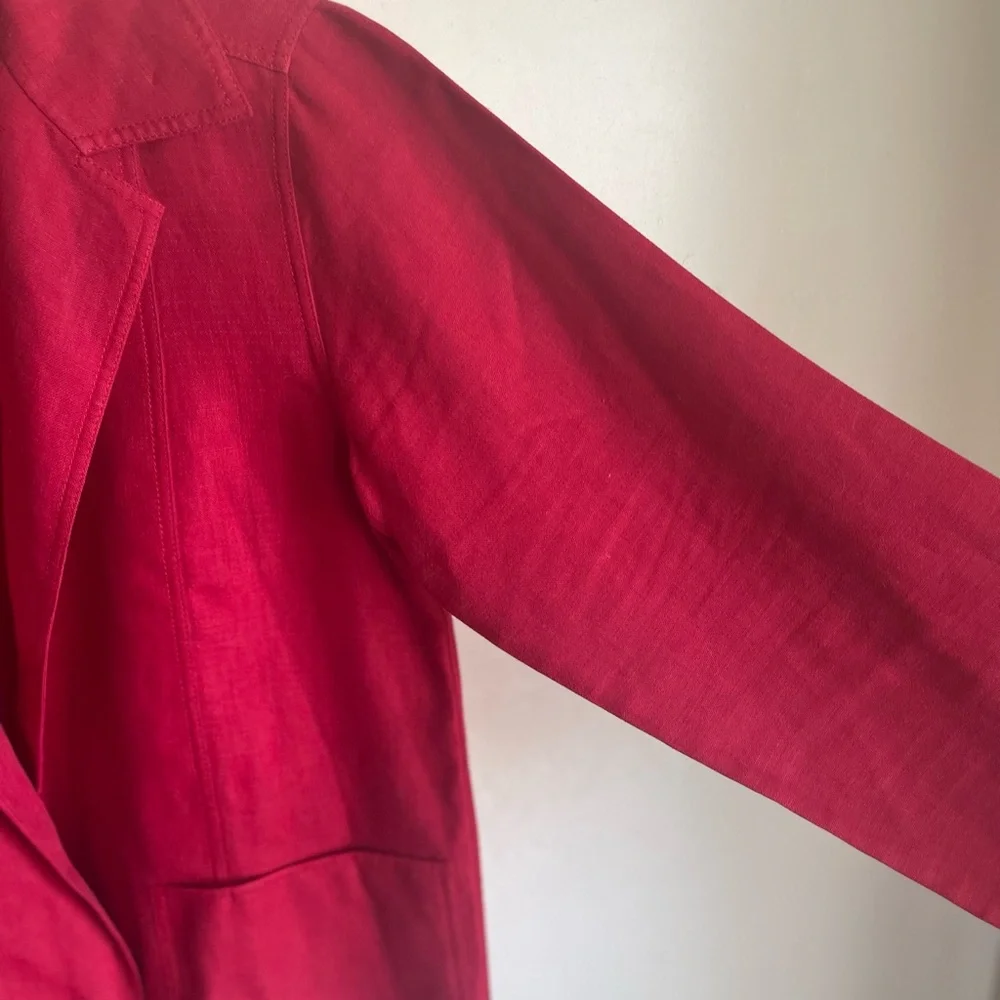 Linda Allard for Ellen Tracy Vibrant Red Linen Blazer Size 10 - Picture 7 of 7